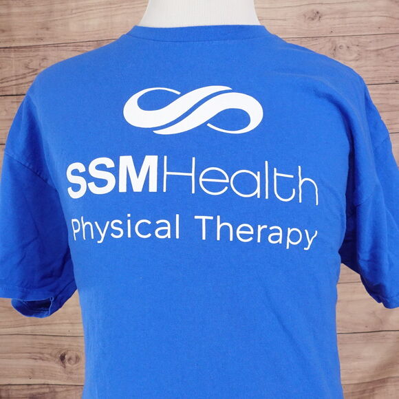SSM HEALTH PHYSICAL THERAPY LOGO BLUE SHORT SLEEVE HOSPITAL TSHIRT SIZE 2XL XXL - Picture 1 of 5